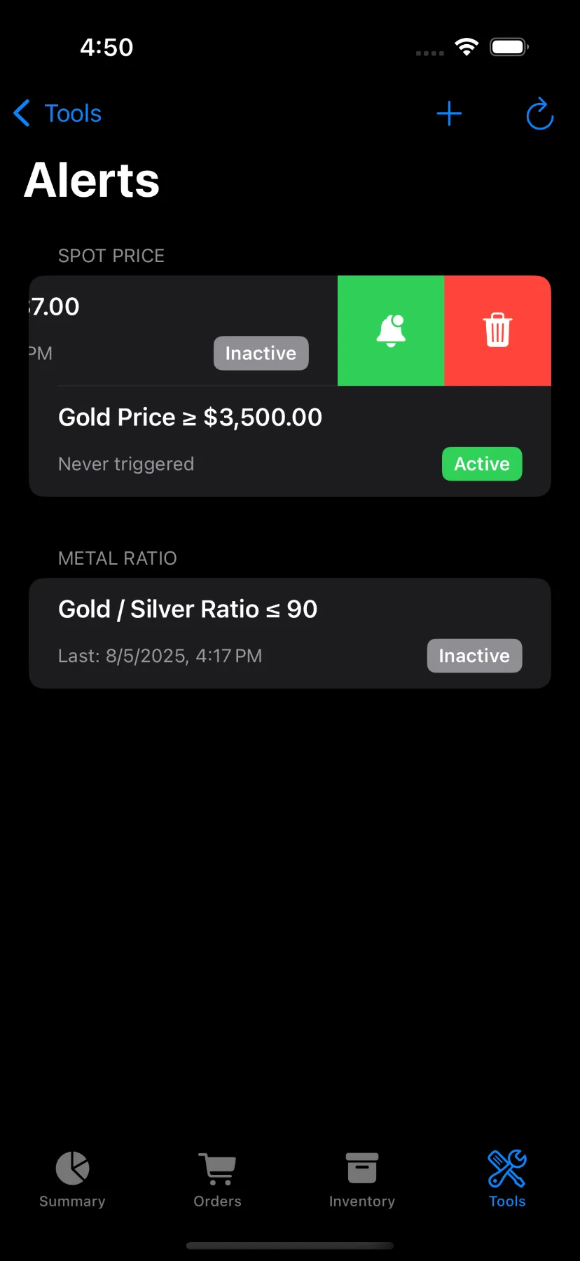 Alerts list