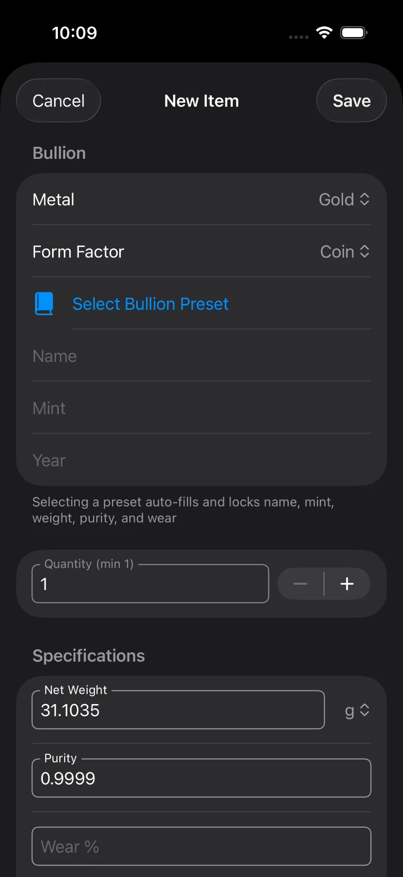 Presets Bullions