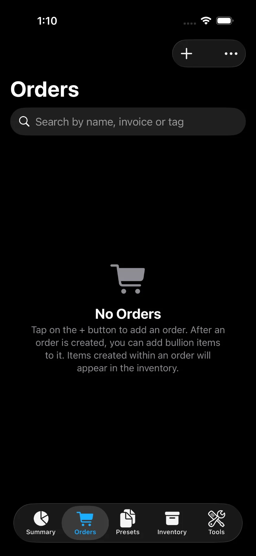 Add order button